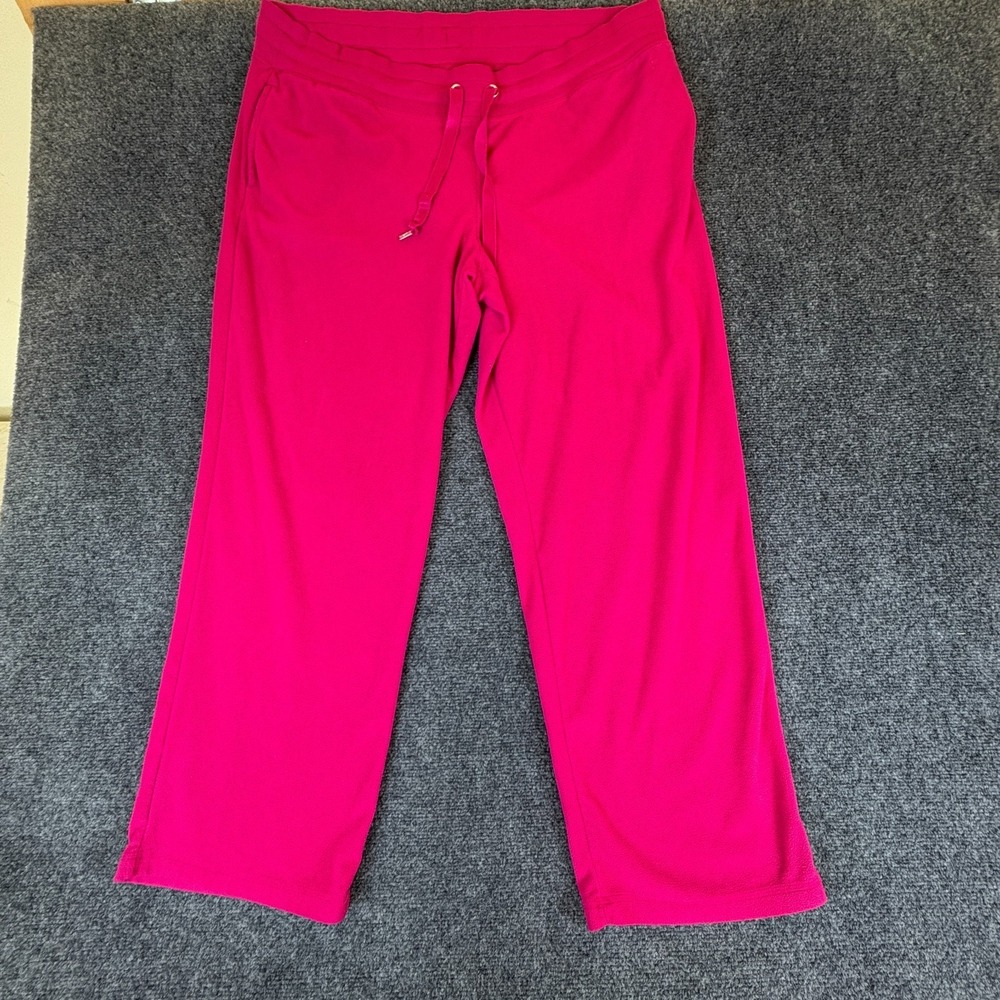 Danskin Now Sweatpants‎ Womens 37x28.5 Raspberry Pink Fleece Drawstring Wide Leg